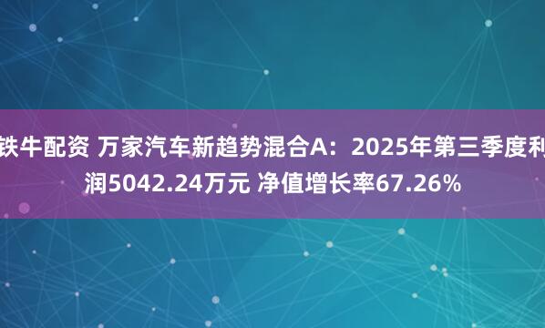铁牛配资 万家汽车新趋势混合A：2025年第三季度利润5042.24万元 净值增长率67.26%
