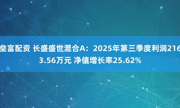 垒富配资 长盛盛世混合A：2025年第三季度利润2163.56万元 净值增长率25.62%